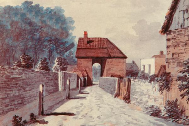 Colour drawing of the abbey