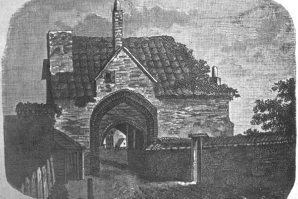 Black and white drawing of the abbey