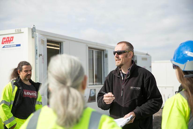 Team leader Jeremy gives a talk on site