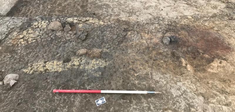 Excavated remins from the corn dryer found at Field 44