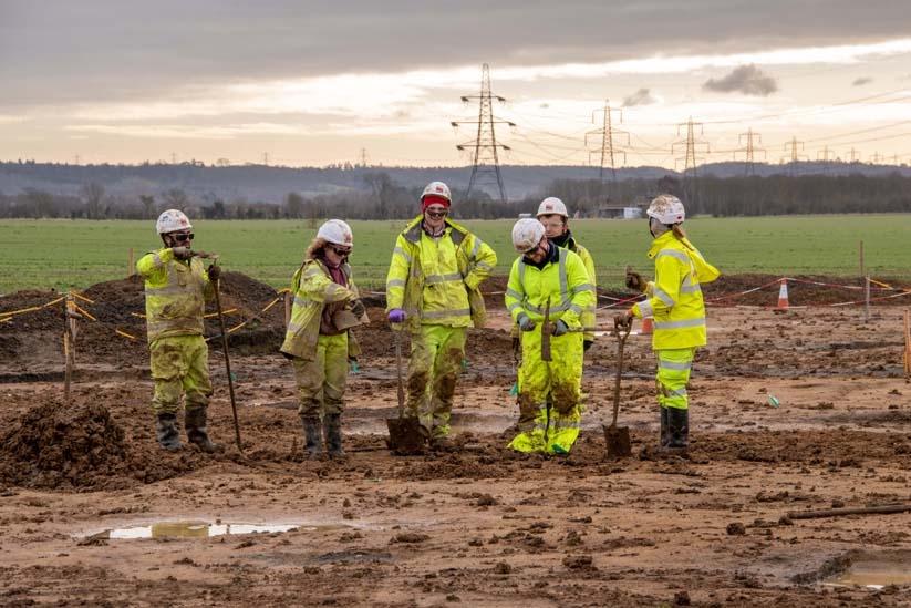 archaeologists working on the A428 excavations