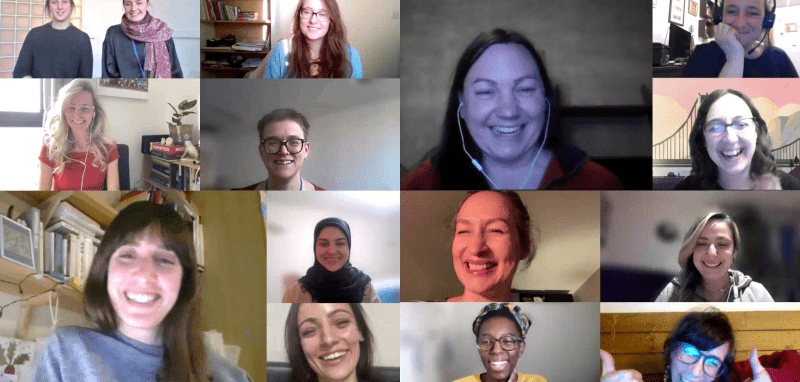 Collage of the members and Allys of the Network in an online meeting