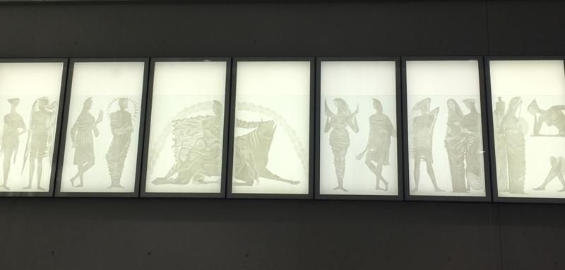 A photograph of the glass panels