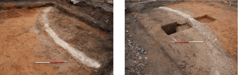 Part of the turntable footing seen in one of the evaluation trenches