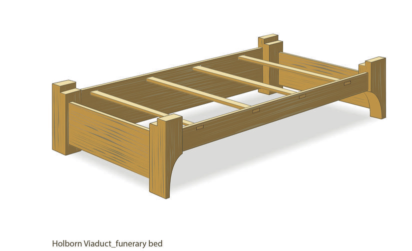 Reconstruction drawing of the funerary bed