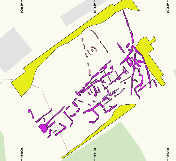 Plan showing the ladder settlement and some surrounding archaeology