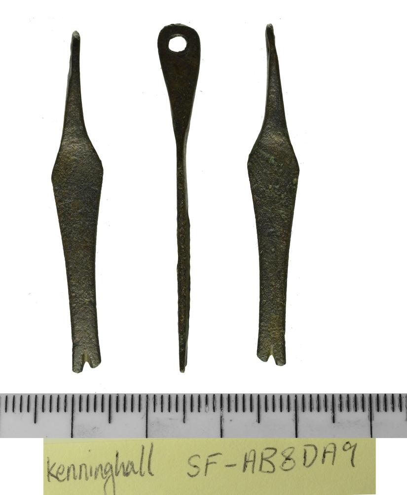 A Roman nail cleaner with a hole to hang it from a cord