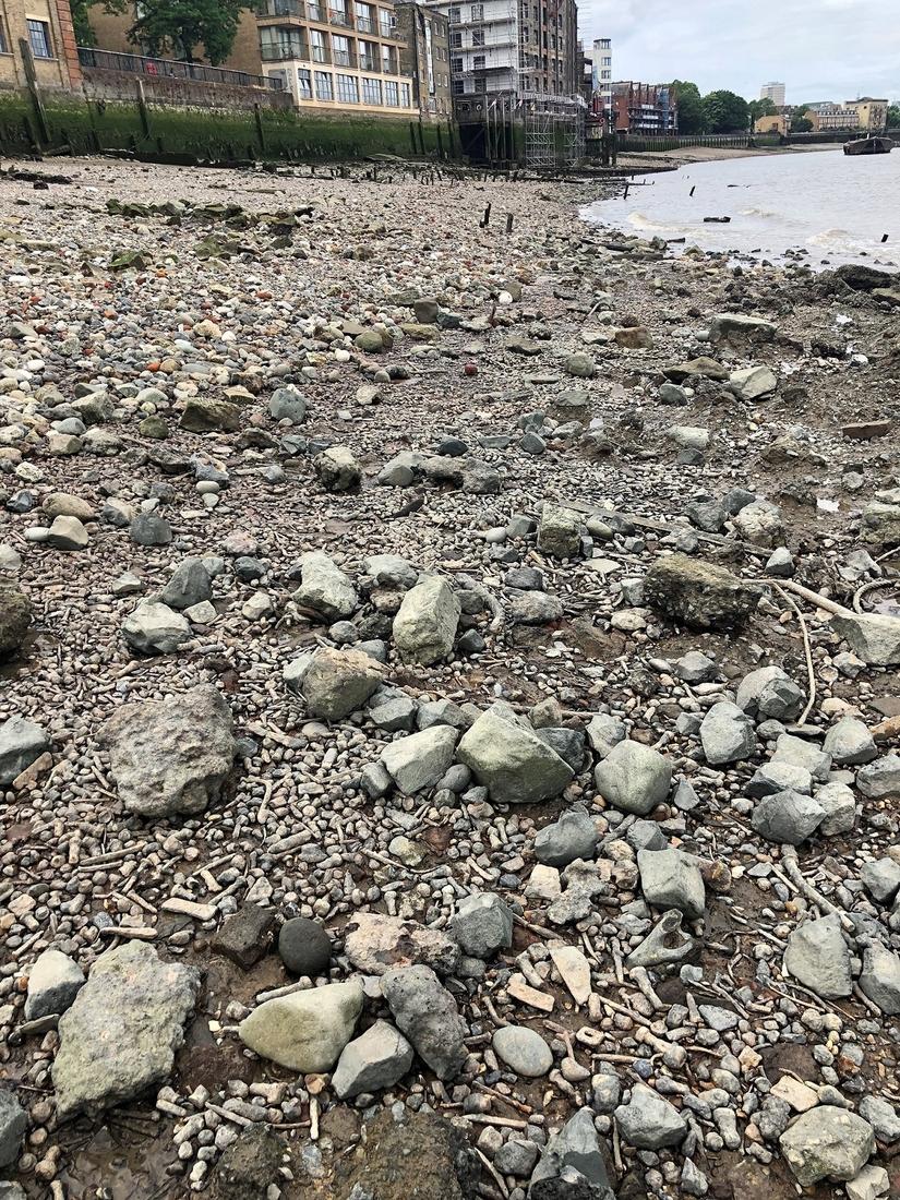 Decorative photos of the foreshore at Rotherhithe