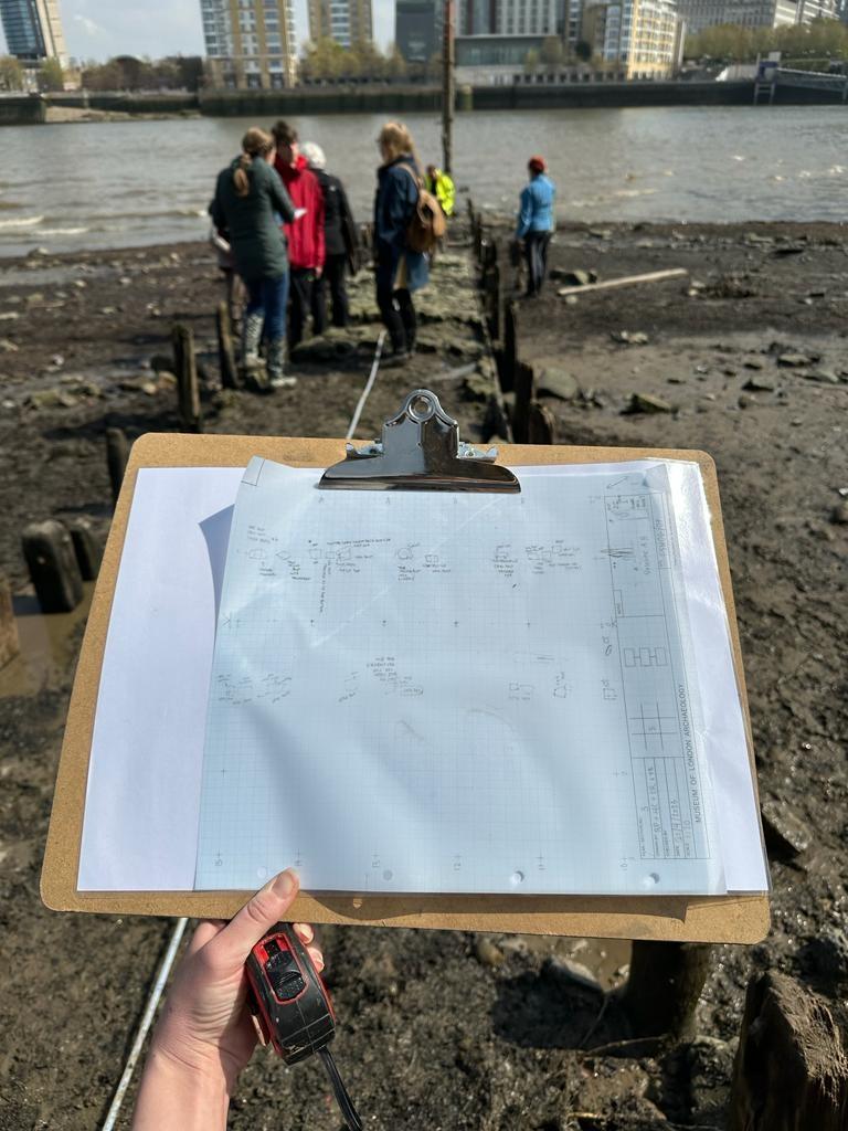 Photo of archaeological drawing on clipboard