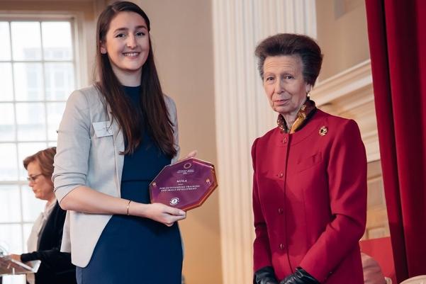 Amy Atkins receives the training award from the Princess Royal