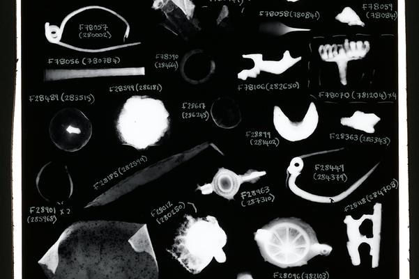 A sheet of x-rays showing the metal finds