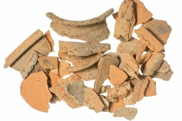 Pieces of broken pottery (wasters) found in the Roman kilns