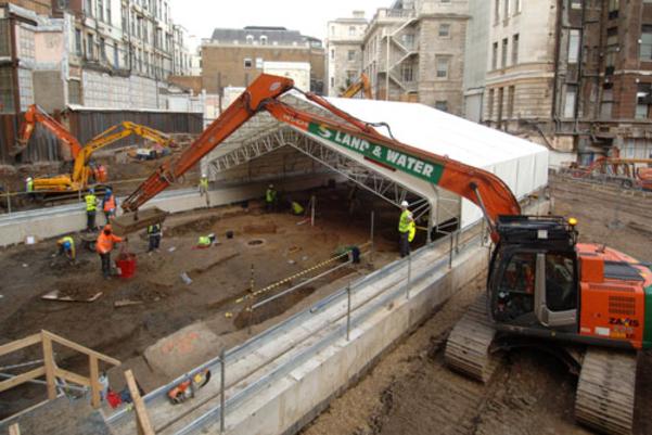 Archaeologists excavating on site