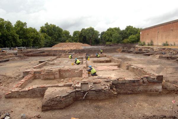 The remains of the building