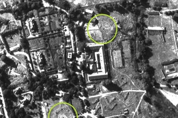 An historic aerial photograph of the bunker