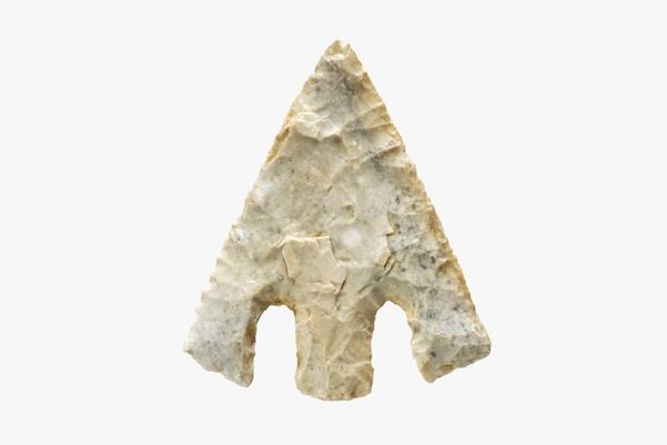An arrowhead made from pale stone