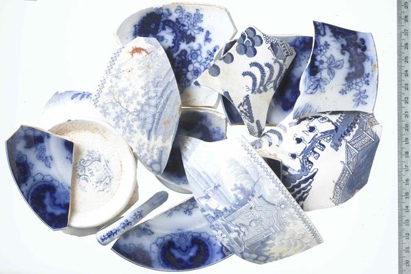 broken decorated ceramic plates