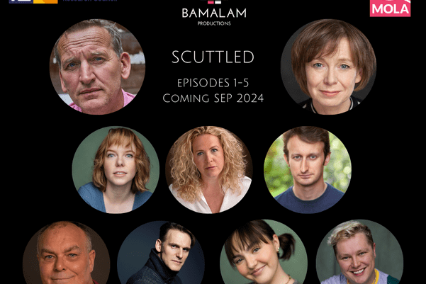 A composite image of headshots of the 9 actors in the production