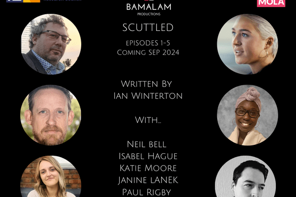 A composite image of headshots of the writers of Scuttled