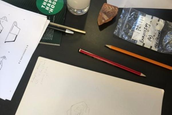 the participants artwork laid out