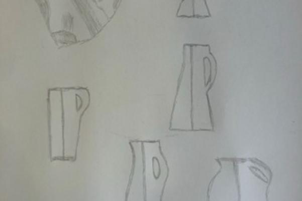 sketches of medieval jugs and cups
