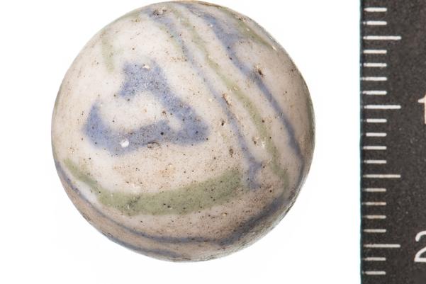 white alley with green and blue marbeling