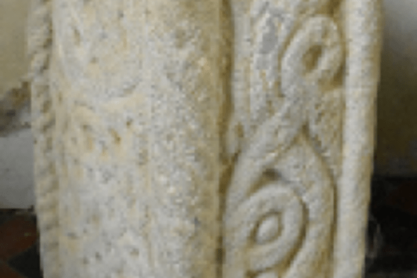 Photo of carved Anglo-Saxon stone not in place in the church
