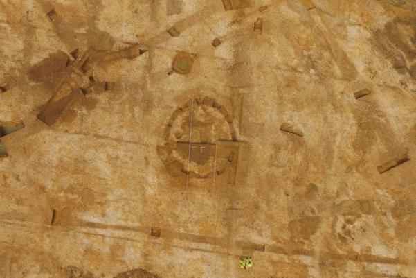 Aerial photograph taken near Conington, Cambridgeshire shows a Bronze Age circular feature
